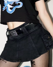 Black Cargo Mini Skirt
