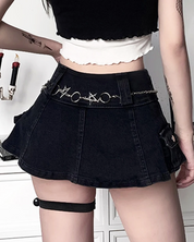 Black Cargo Mini Skirt