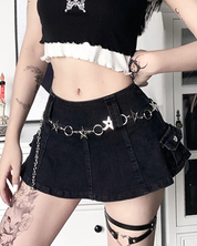 Black Cargo Mini Skirt