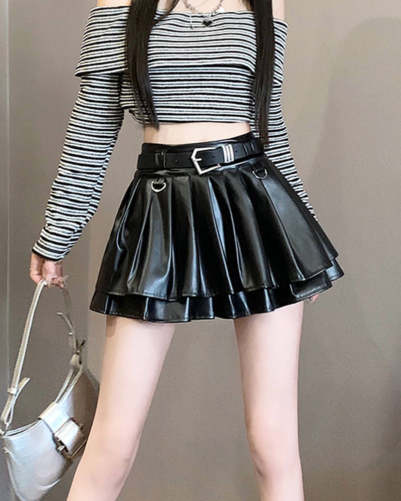 Leder Minirock Schwarz