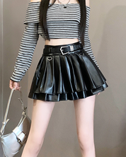 Leder Minirock Schwarz