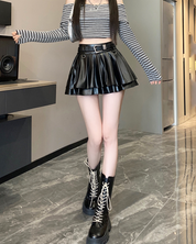 Leder Minirock Schwarz