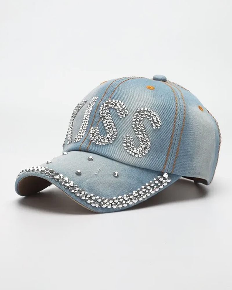 Jeans Cap mit Strass