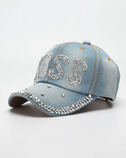 Jeans Cap mit Strass