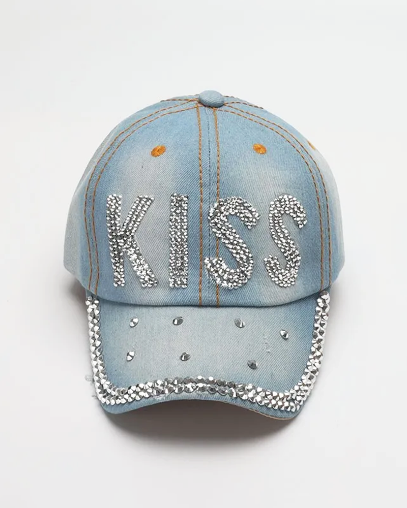 Jeans Cap mit Strass