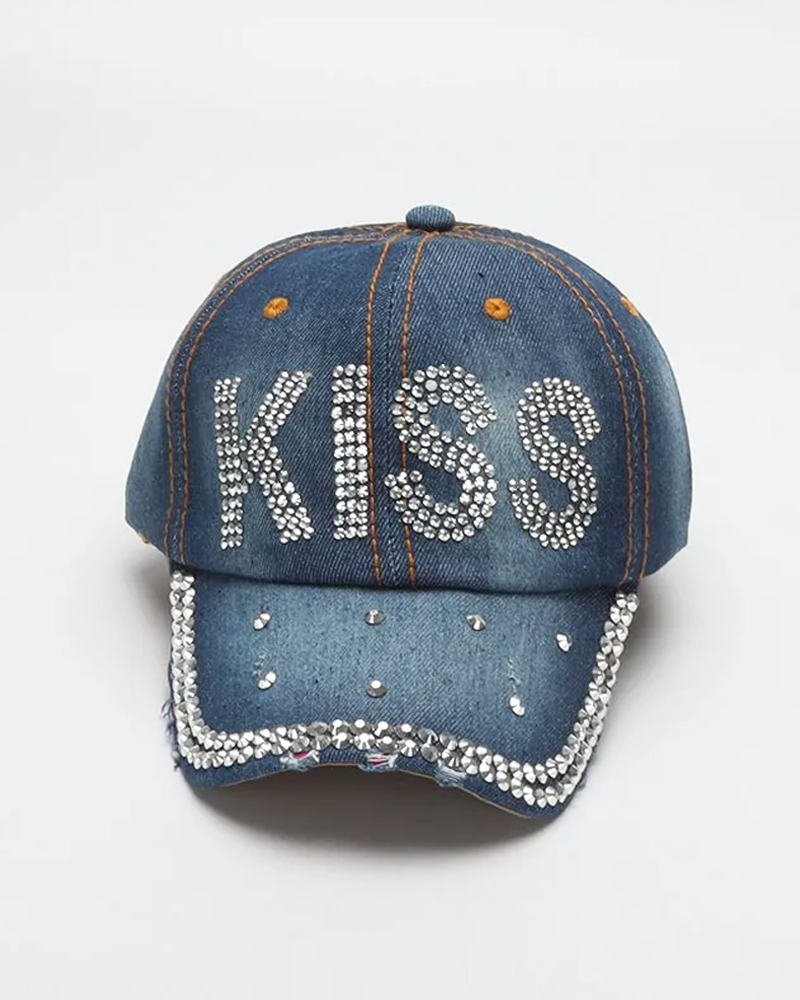 Jeans Cap mit Strass
