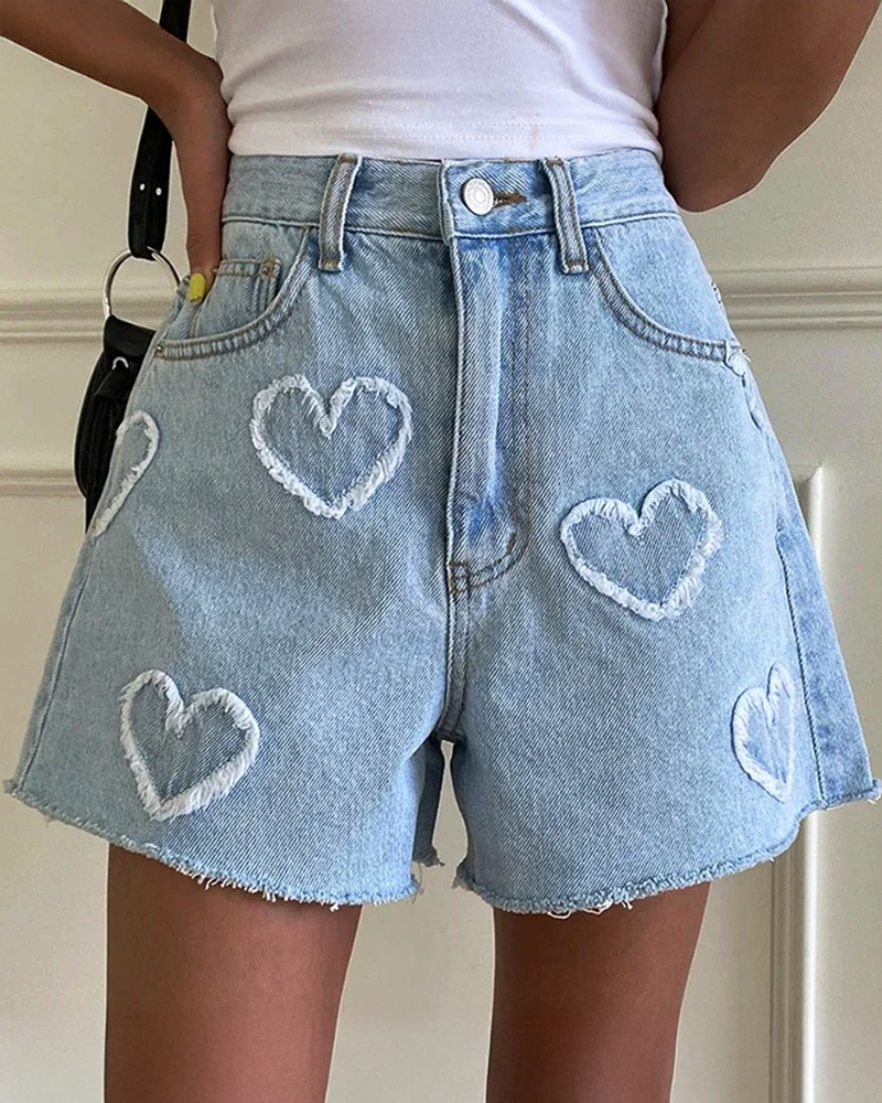 Heart Jean Shorts