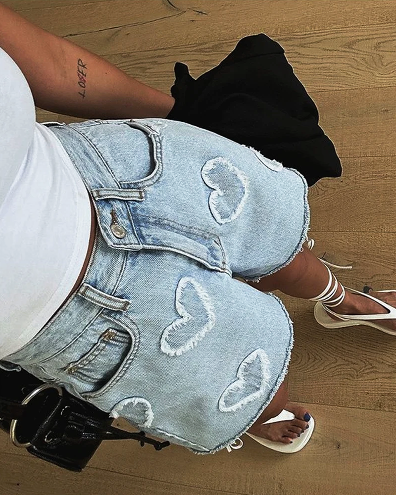 Heart Jean Shorts