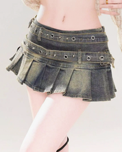 Jeans Faltenrock Kurz