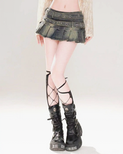 Jeans Faltenrock Kurz