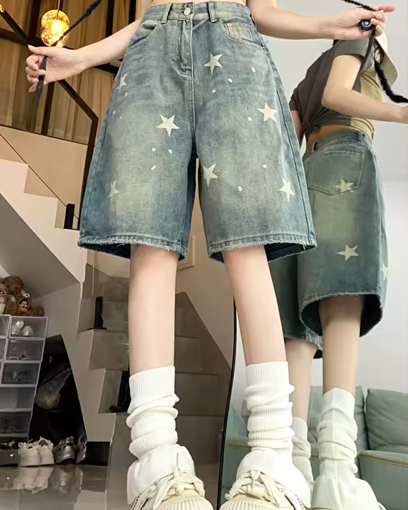 Jeans Shorts mit Sternen
