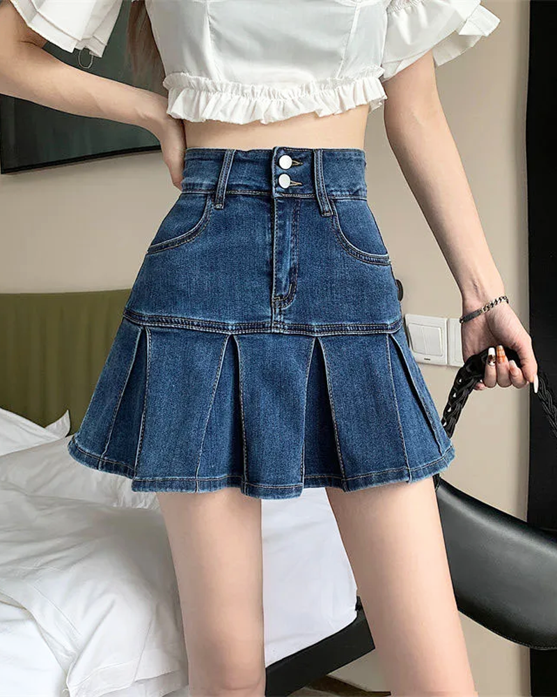 Jeansrock mit Falten