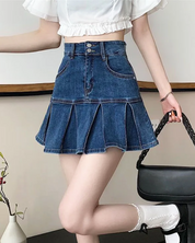 Jeansrock mit Falten