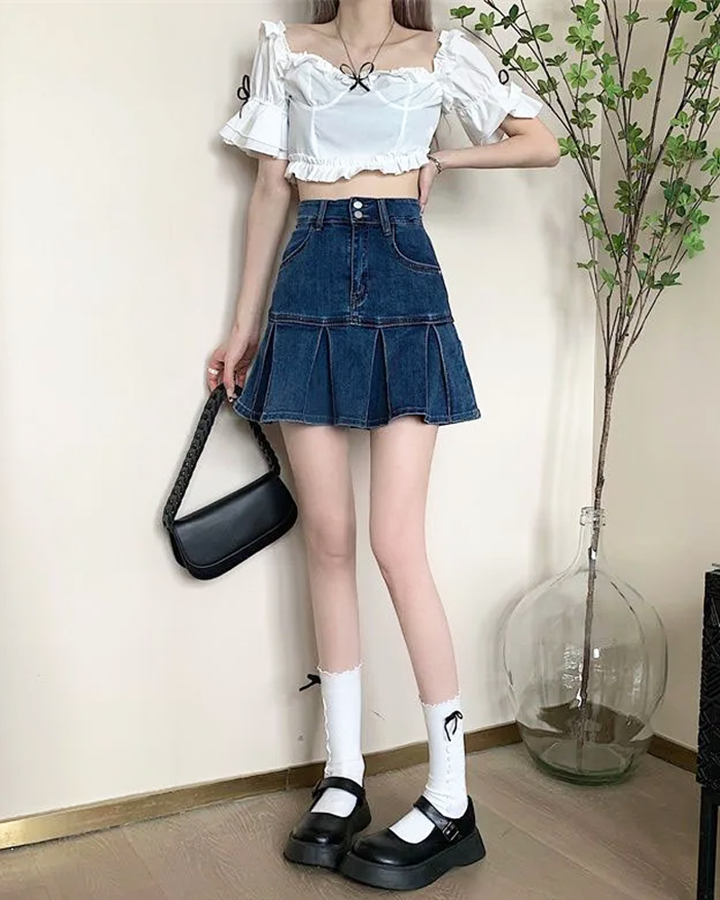 Jeansrock mit Falten