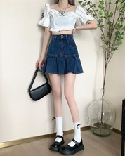 Jeansrock mit Falten