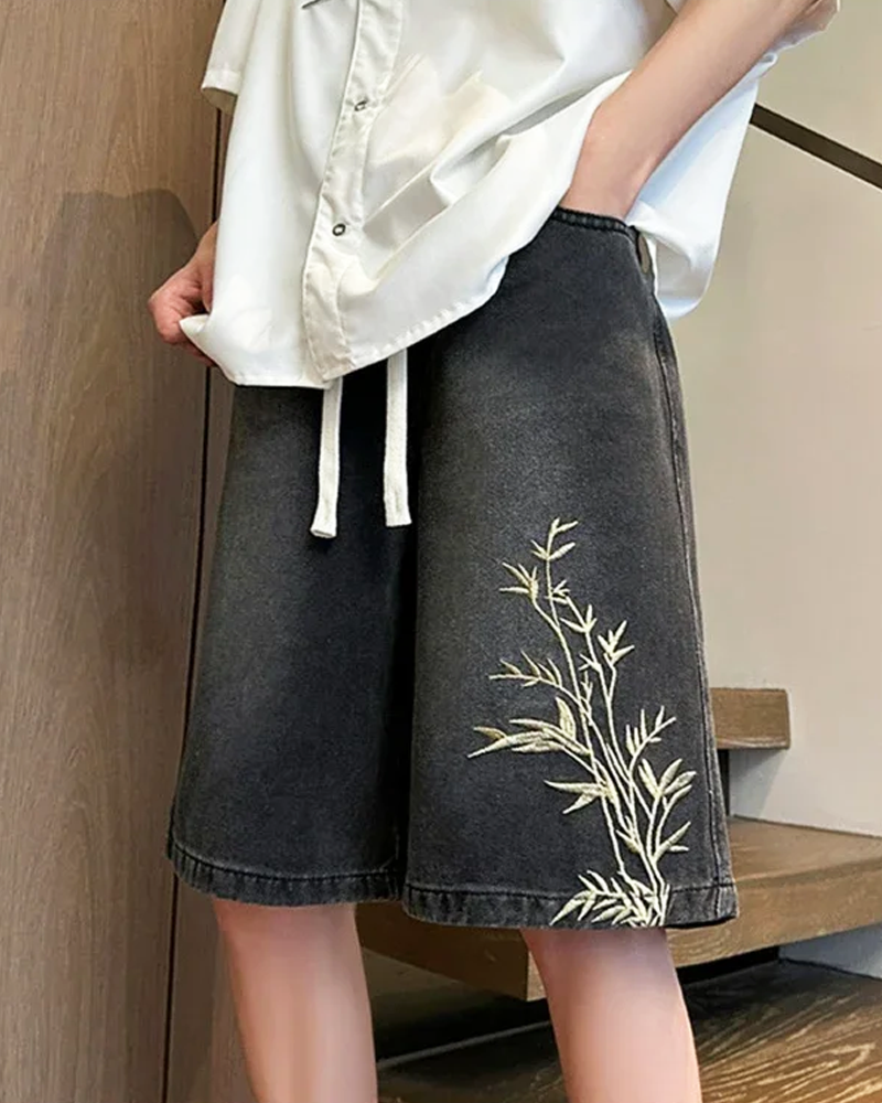 Bestickte Jeans Shorts