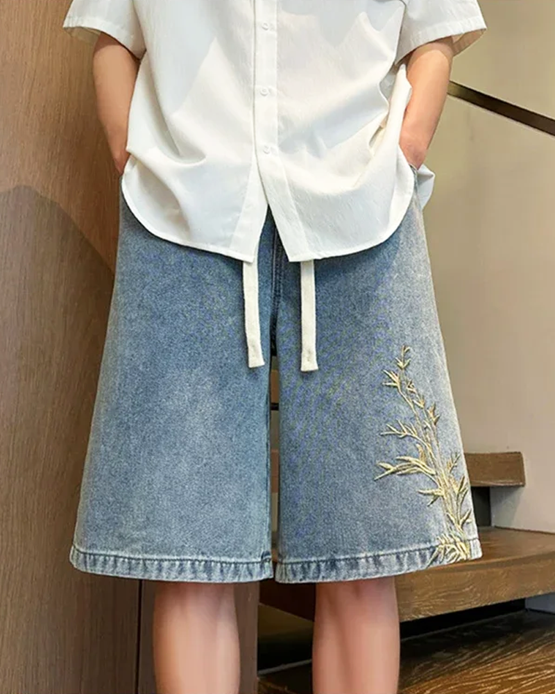 Bestickte Jeans Shorts