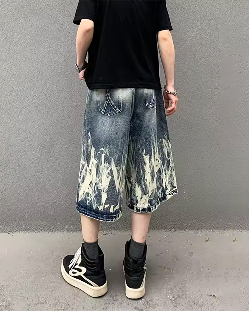 Flame Denim Shorts