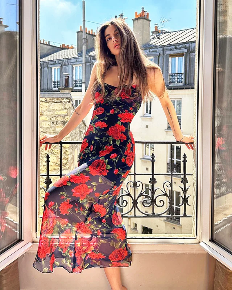 Chiffon Kleid mit Blumenmuster