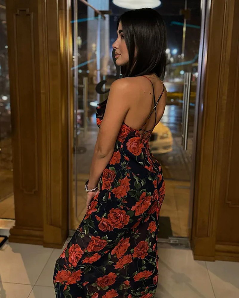 Chiffon Kleid mit Blumenmuster