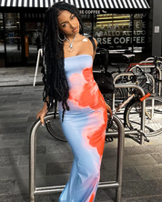 Langes Kleid mit Blumenmuster