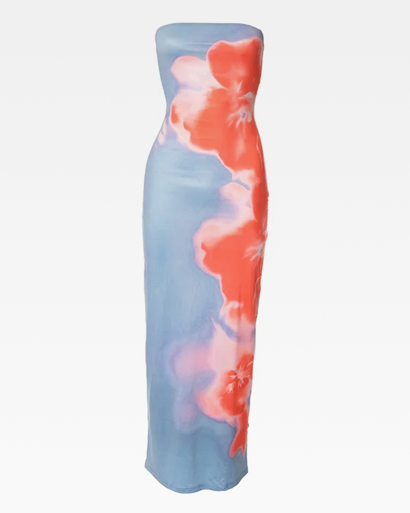 Langes Kleid mit Blumenmuster