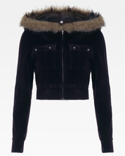 Kurze Jacke mit Fellkapuze