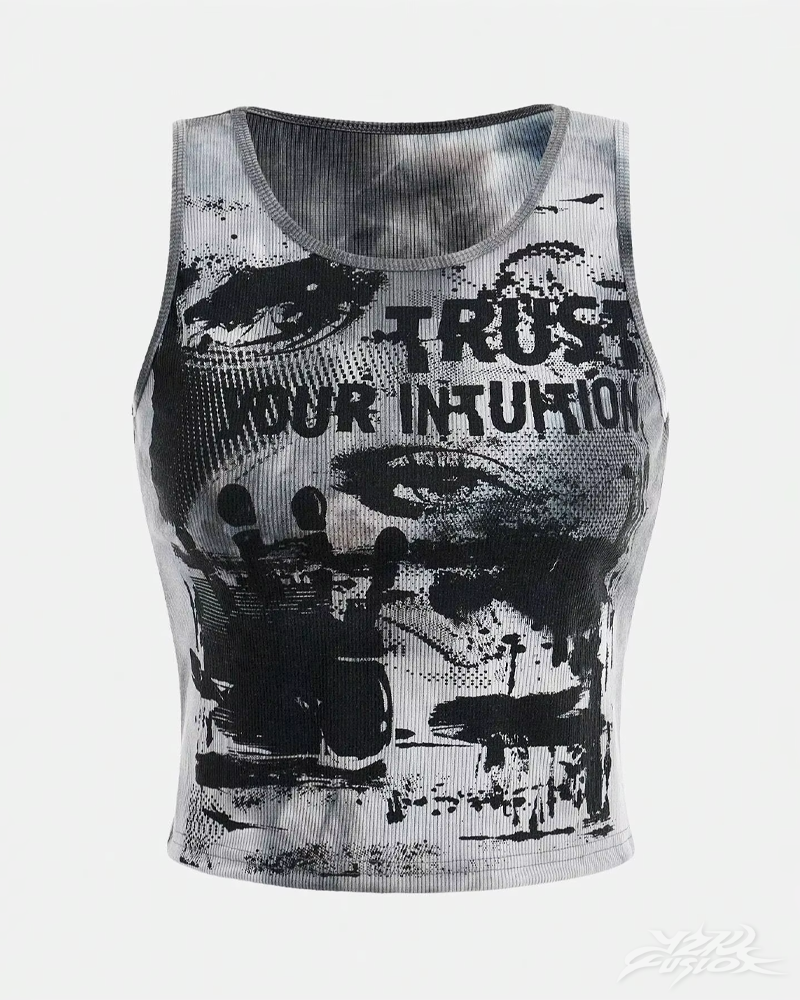 y2k grunge psychedelic art タンクトップ Grunge Tank Top Women | Y2K Fusion