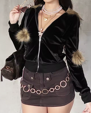 Hoodie mit Fellkapuze