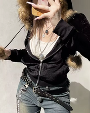 Hoodie mit Fellkapuze