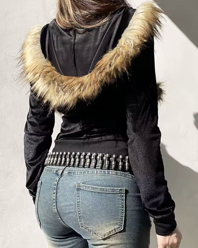 Hoodie mit Fellkapuze