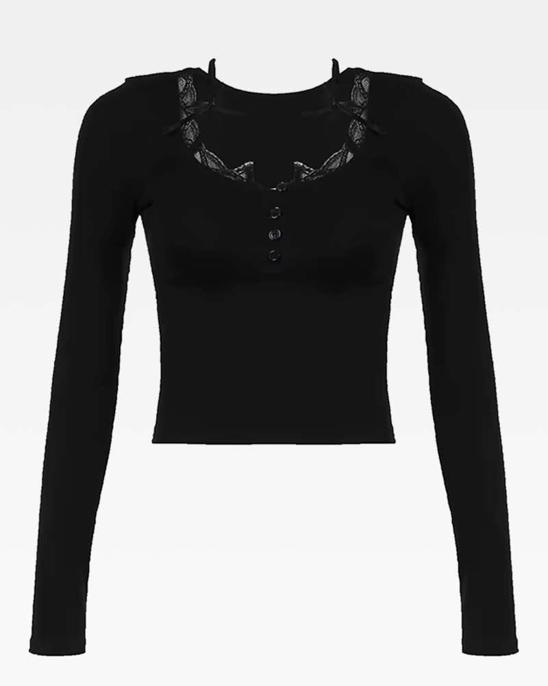 Bluse mit Spitze Schwarz