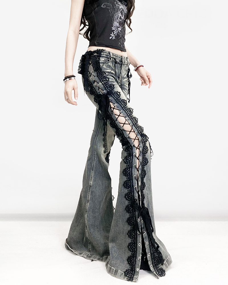 Damen Jeans mit Schnürung