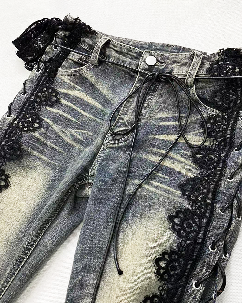 Damen Jeans mit Schnürung