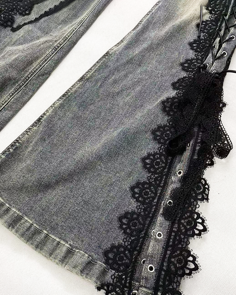 Damen Jeans mit Schnürung