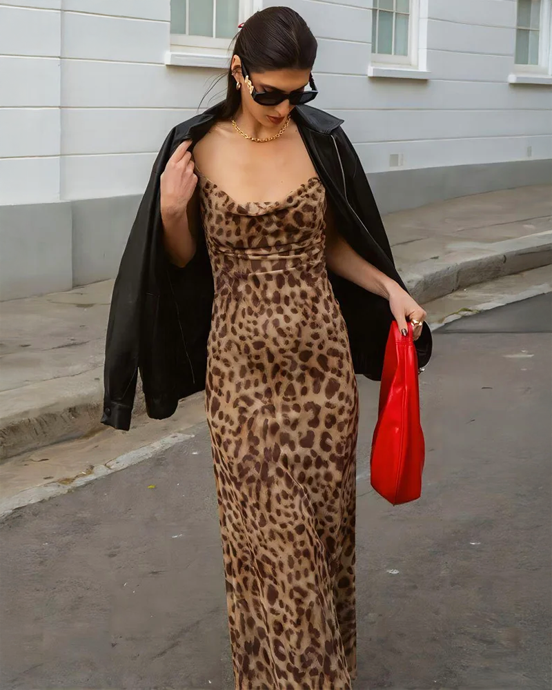 Abito leopardato lungo