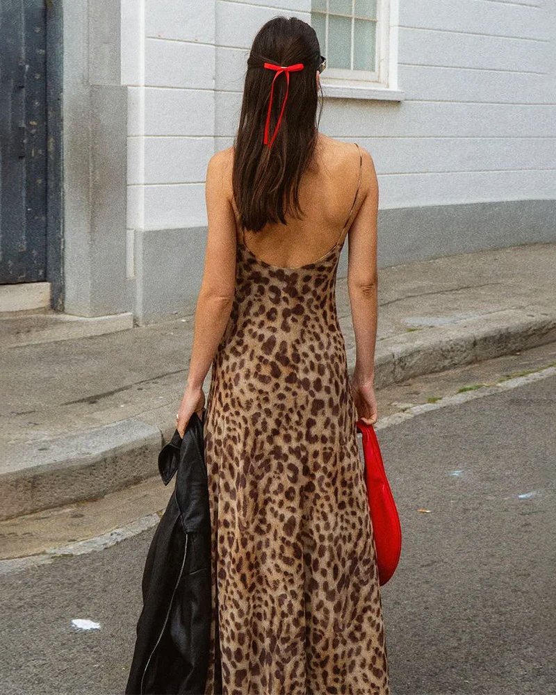 Abito leopardato lungo