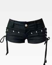 Kurze Schwarze Jeans Shorts Damen