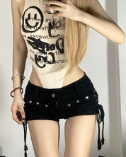 Kurze Schwarze Jeans Shorts Damen