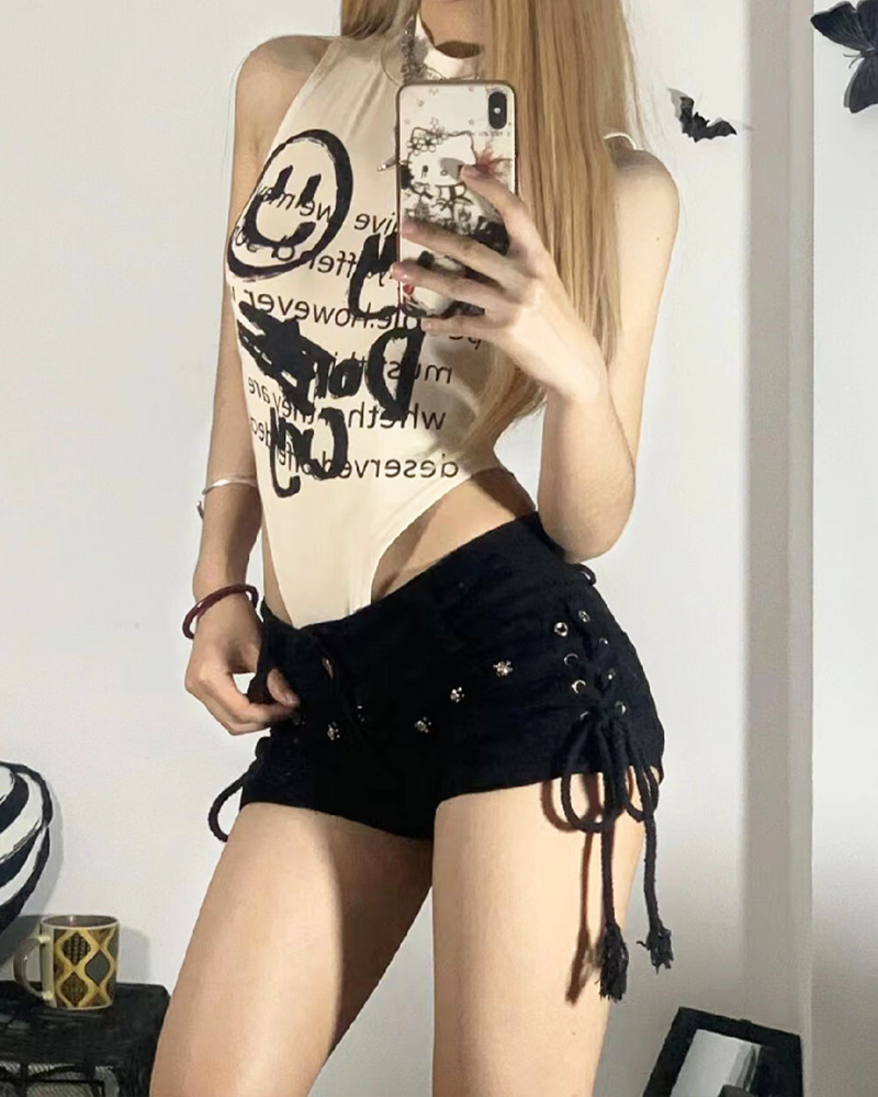 Kurze Schwarze Jeans Shorts Damen