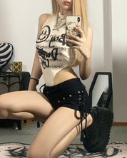 Kurze Schwarze Jeans Shorts Damen