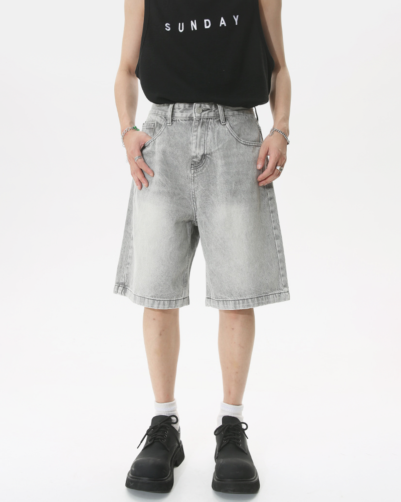 Gray denim shorts