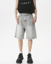 Gray denim shorts