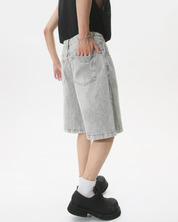 Gray denim shorts