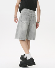 Gray denim shorts