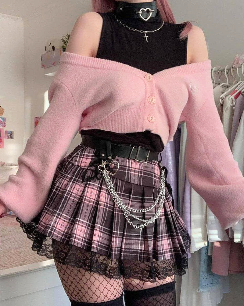 Faltenrock Kariert Kurz