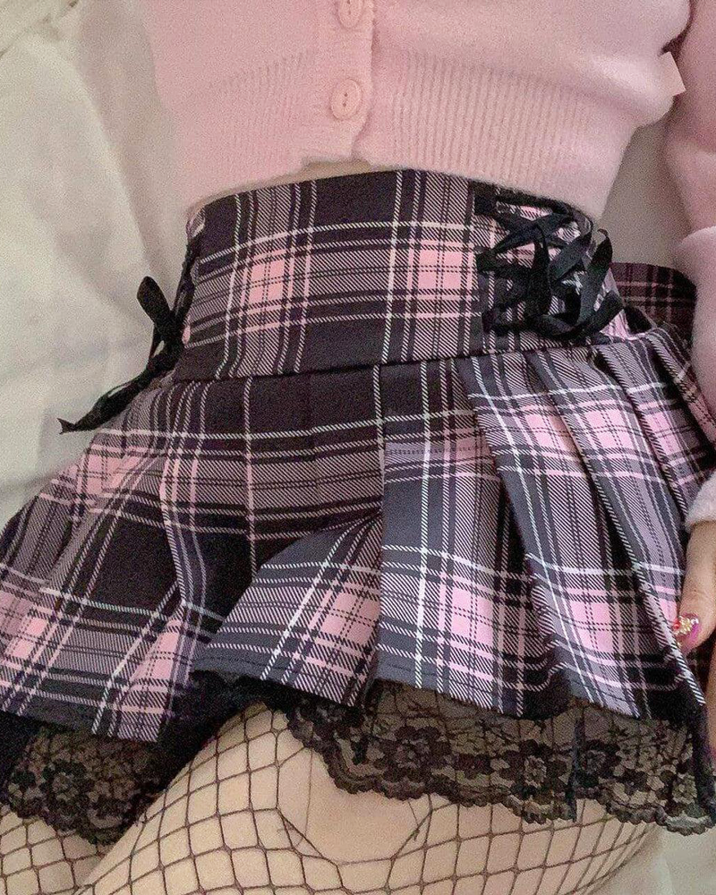 Faltenrock Kariert Kurz