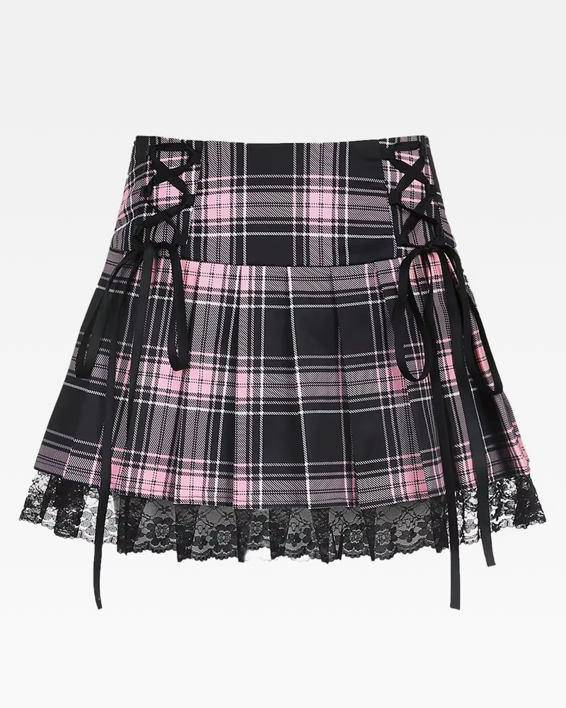 Faltenrock Kariert Kurz