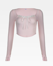 Crop Top Langarm Rosa