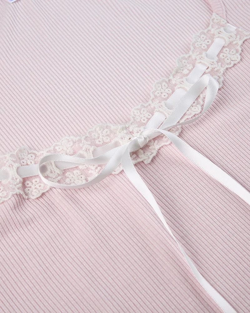 Crop Top Langarm Rosa